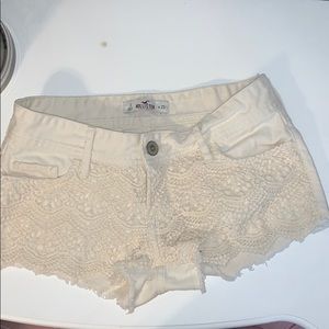 Hollister lacy white jean shorts
